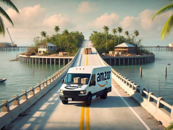 Wie Amazon in die entlegensten Regionen der Welt liefert: Sanibel Island nach Hurrikan Ian, USA