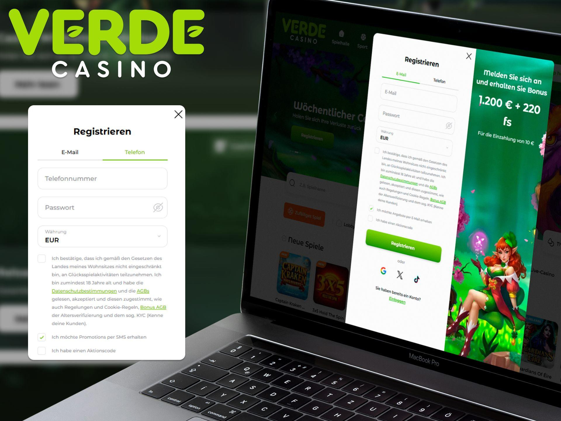 Kontoerstellung bei VerdeCasino: Schnell und einfach