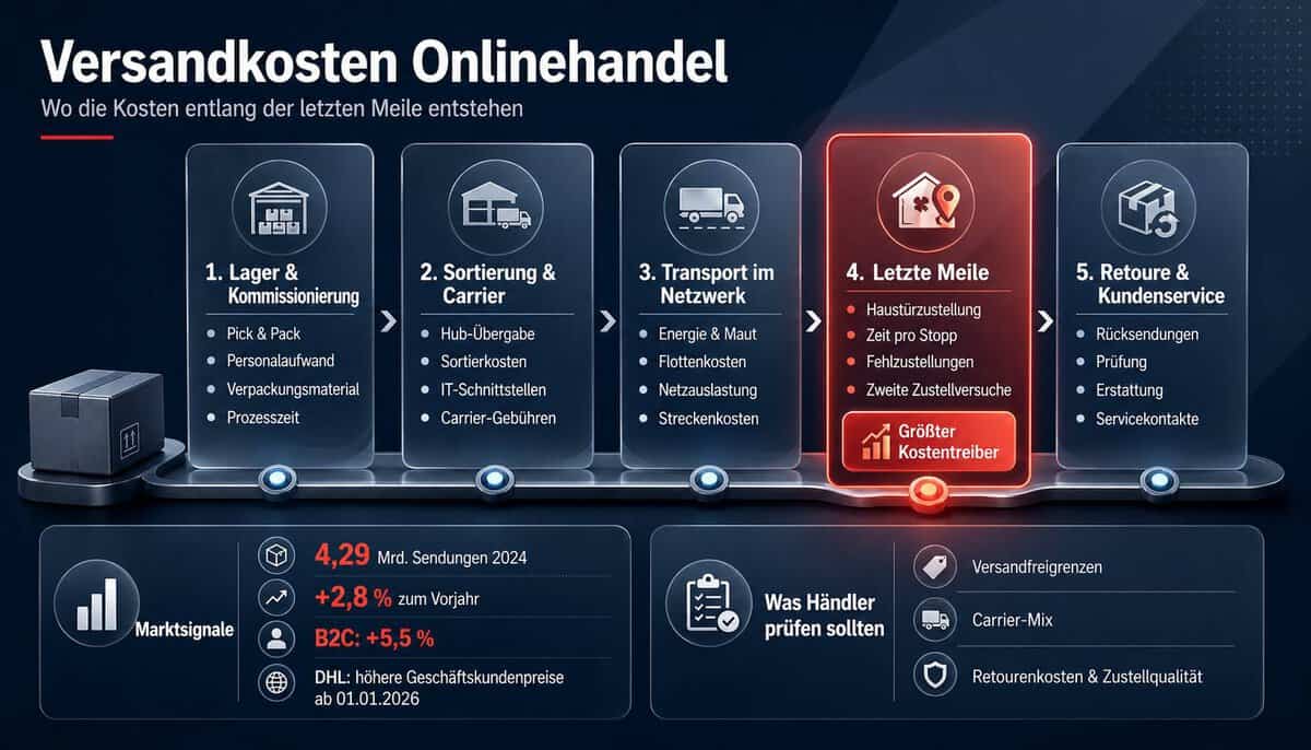 Versandkosten Onlinehandel: Warum die letzte Meile zur Kostenfalle wird